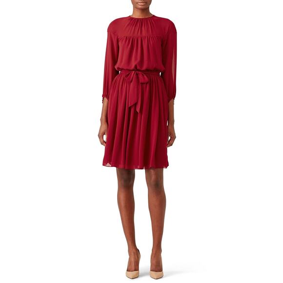 Slate & Willow Rose Illusion Holiday Party Cocktail Dress with Tie Waist Size 4 - Picture 1 of 11